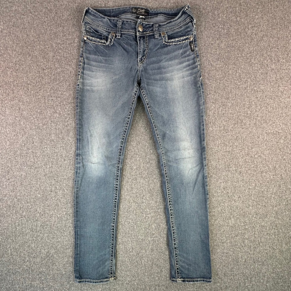 Silver Jeans Co. Jeans Womens 28 Suki Mid Pencil Skinny Blue Contrast Stitch